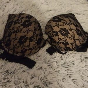 34C Black & Nude Lace Bra